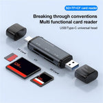 ADS-318 USB A / Typ C till CF / TF / SD-minneskortläsare Adapter för hög hastighetsdataöverföring