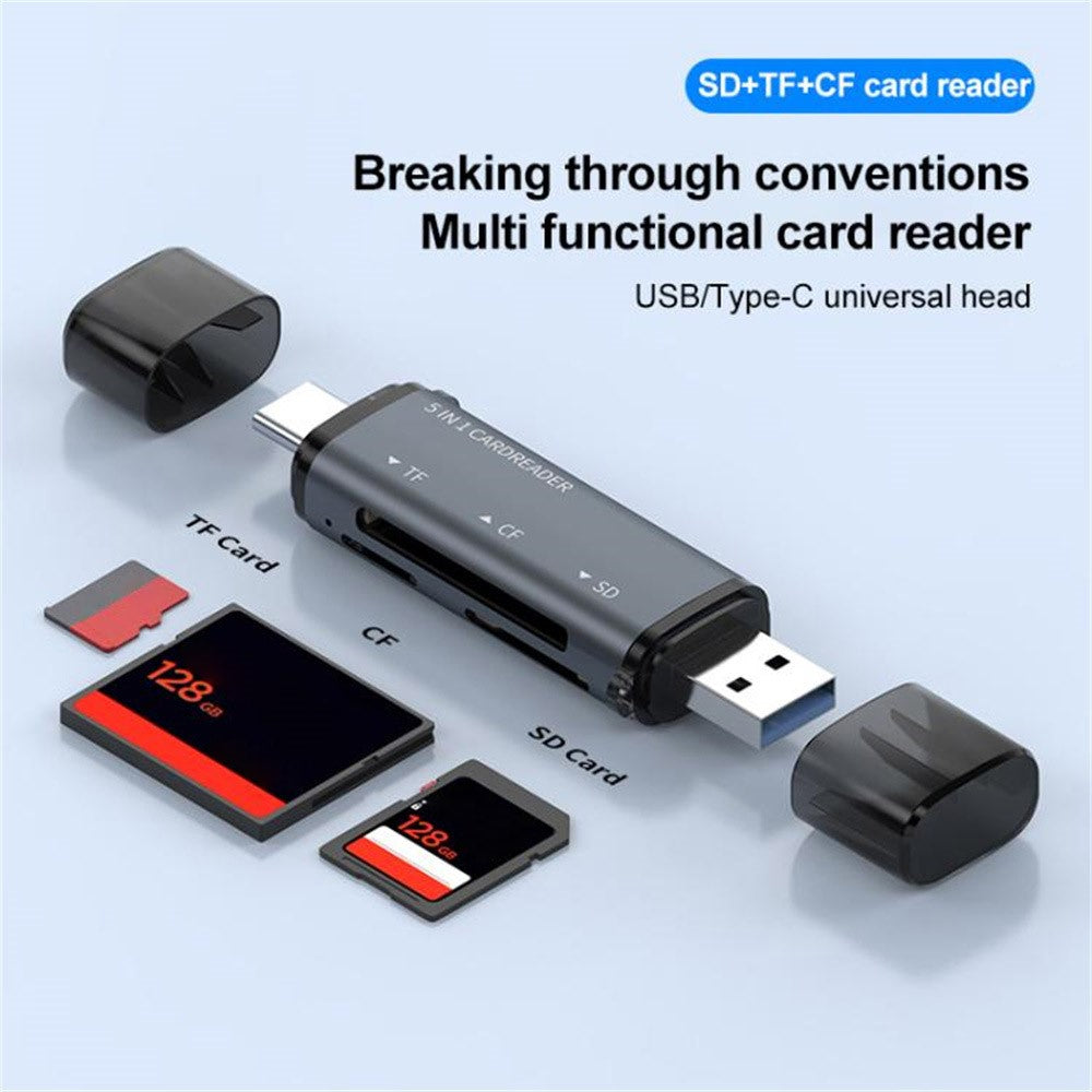 ADS-318 USB A / Typ C till CF / TF / SD-minneskortläsare Adapter för hög hastighetsdataöverföring