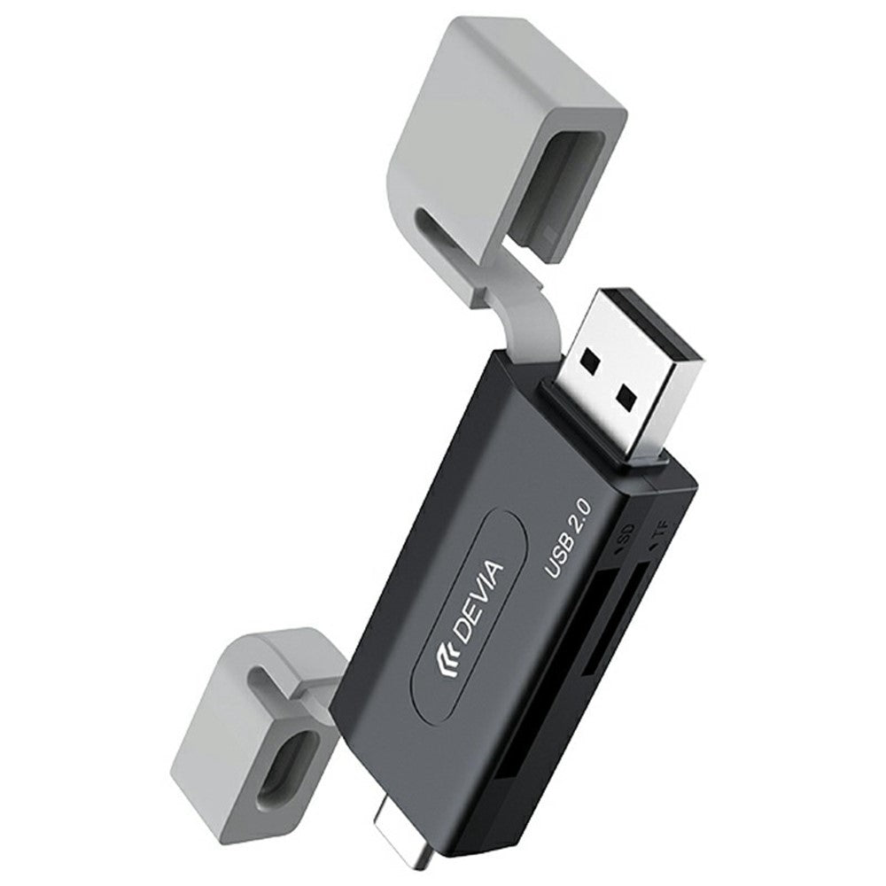 DEVIA Smart Series Dual USB + Type-C 2.0 to SD / TF 2 In 1 Card Reader
