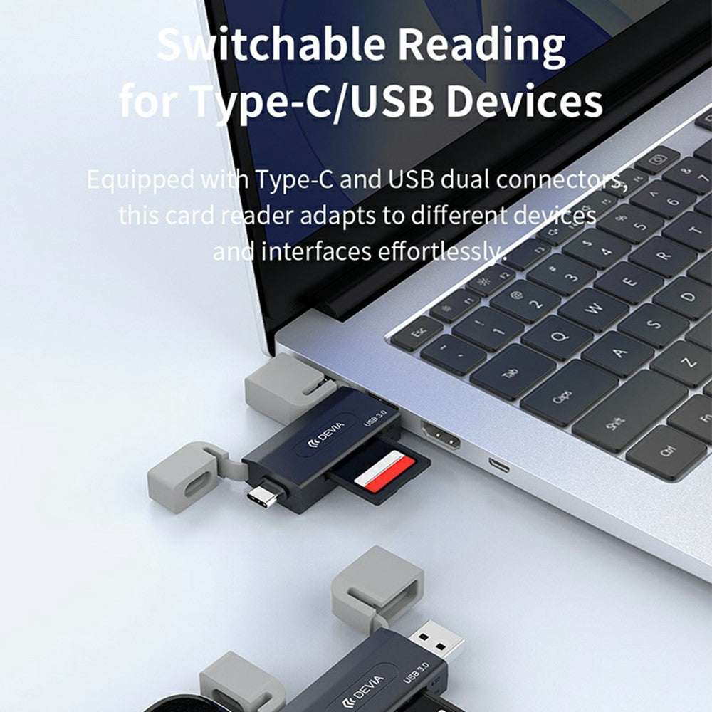 DEVIA Smart Series Dual USB + Type-C 2.0 to SD / TF 2 In 1 Card Reader