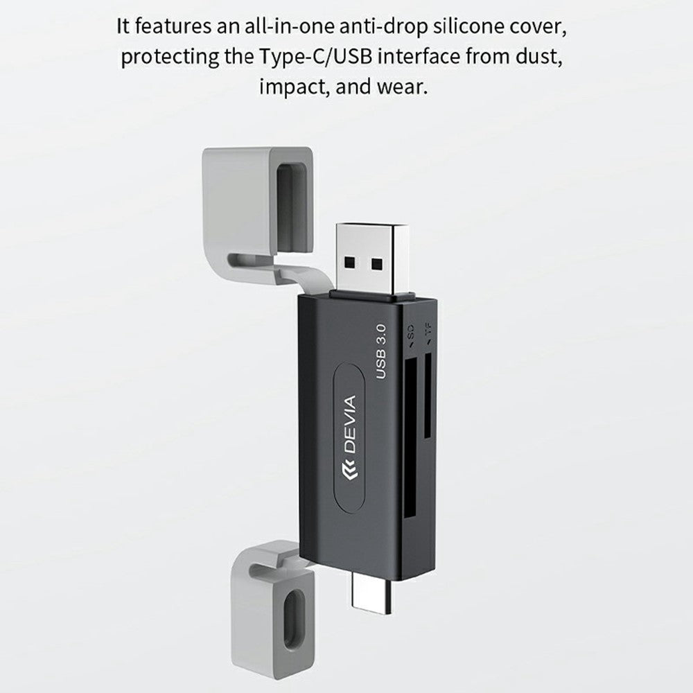 DEVIA Smart Series Dual USB + Type-C 2.0 to SD / TF 2 In 1 Card Reader