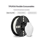 1.75mm TPU 95A Flexible 3D Printer Filament Low Temperature Resistant Printer Material Roll, 1kg Spool