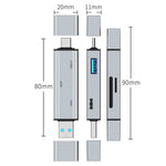 2607 4 in 1 USB-C USB 3.0 Card Reader SD TF Memory Card Adapter for Laptop Phone