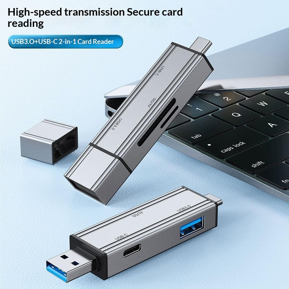 2607 4 in 1 USB-C USB 3.0 Card Reader SD TF Memory Card Adapter for Laptop Phone