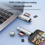 2607 4 in 1 USB-C USB 3.0 Card Reader SD TF Memory Card Adapter for Laptop Phone