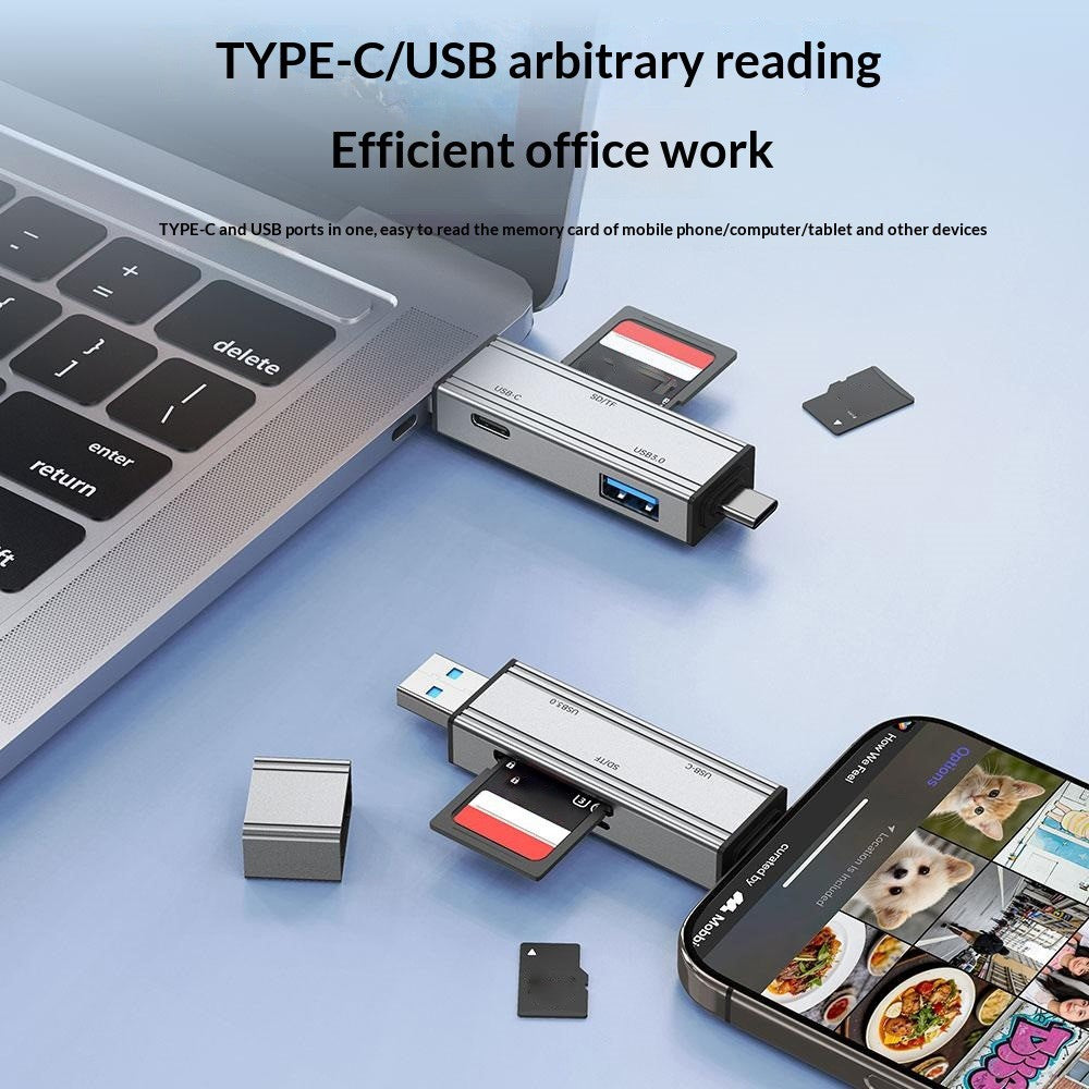 2607 4 in 1 USB-C USB 3.0 Card Reader SD TF Memory Card Adapter for Laptop Phone