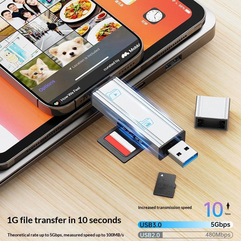 2607 4 in 1 USB-C USB 3.0 Card Reader SD TF Memory Card Adapter for Laptop Phone