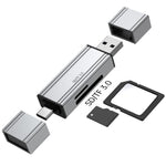 2608 USB 3.0 Card Reader 2 in 1 USB-C to SD TF Adapter Converter