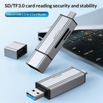 2608 USB 3.0 Card Reader 2 in 1 USB-C to SD TF Adapter Converter