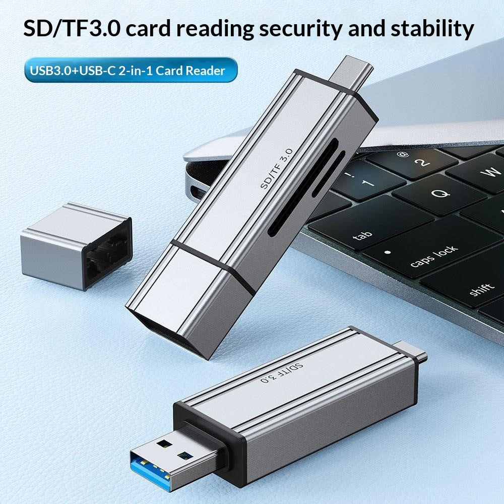 2608 USB 3.0 Card Reader 2 in 1 USB-C to SD TF Adapter Converter