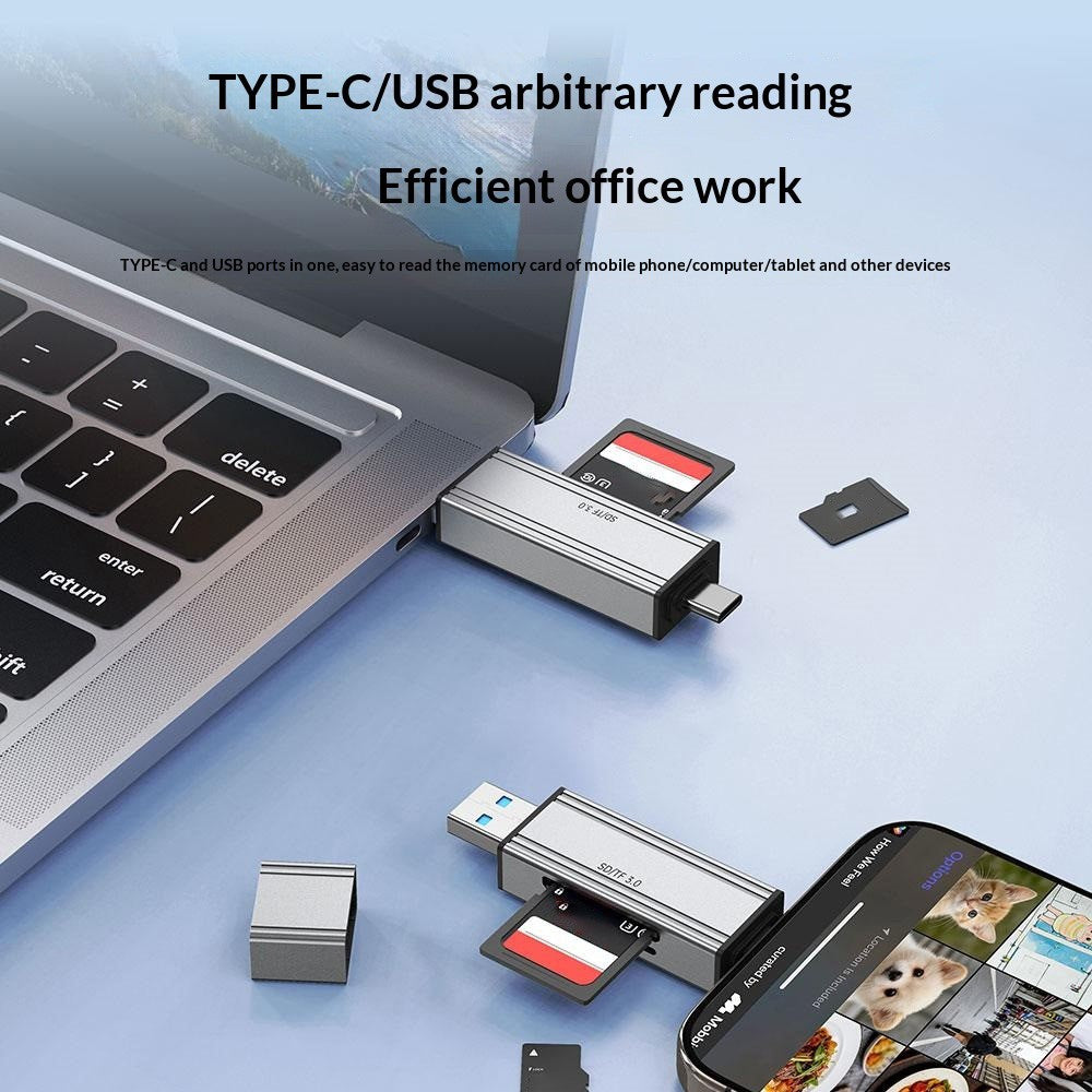 2608 USB 3.0 Card Reader 2 in 1 USB-C to SD TF Adapter Converter