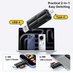 ESSAGER Card Reader USB 3.0 Type-C USB-A 2TB Max Dual SD  /  TF Card Storage Case for Camera Phone