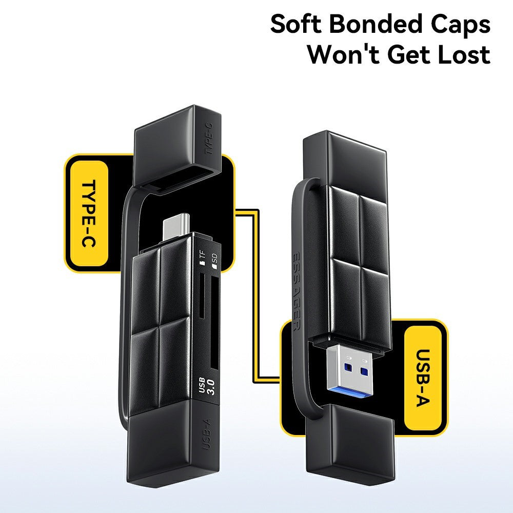 ESSAGER Card Reader USB 3.0 Type-C USB-A 2TB Max Dual SD  /  TF Card Storage Case for Camera Phone