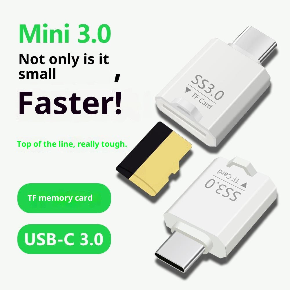 SS3.0 USB-C TF-kortläsare Mini Type-C till MicroSD High Speed 3.0-adapter för Windows / MacOS / Linux / Android / iOS