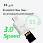 SS3.0 USB-C TF-kortläsare Mini Type-C till MicroSD High Speed 3.0-adapter för Windows / MacOS / Linux / Android / iOS