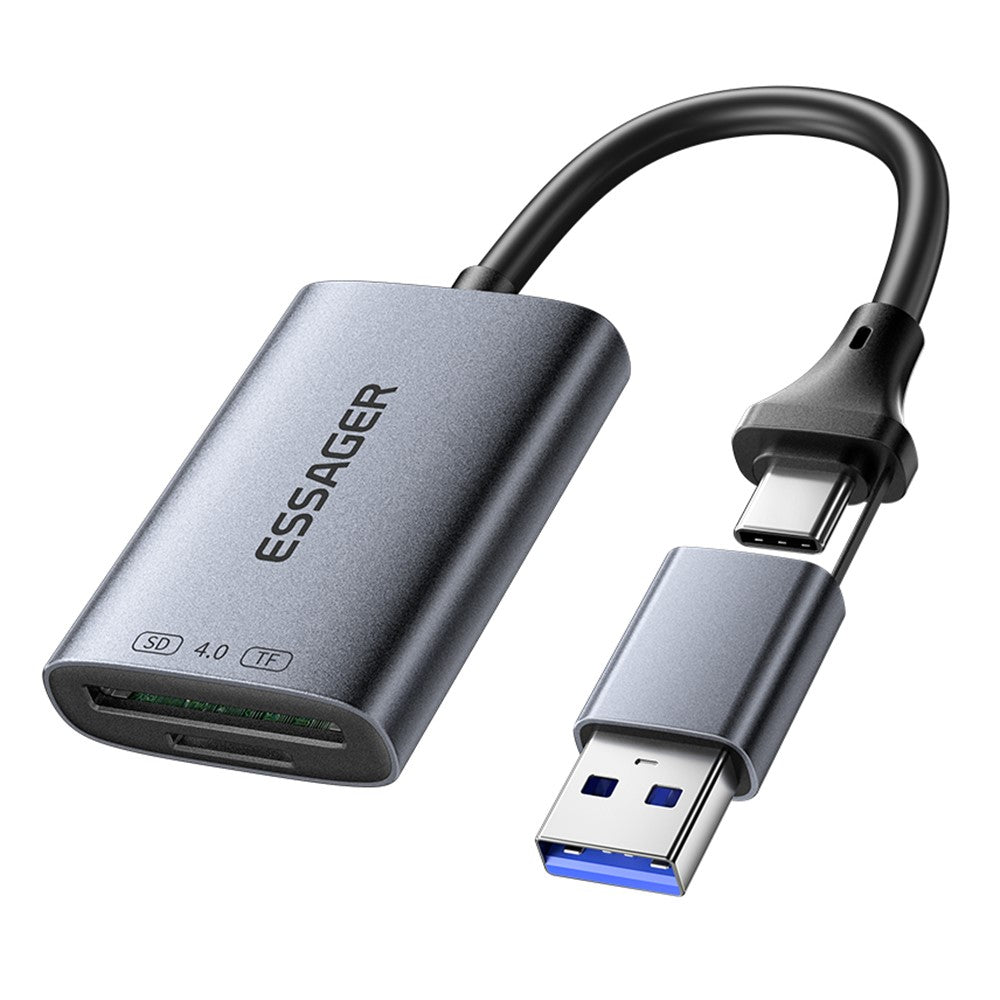 ESSAGER ES-DK04 4.0 2 in 1 Card Reader USB-A Type-C 5Gbps SD TF Card Holder