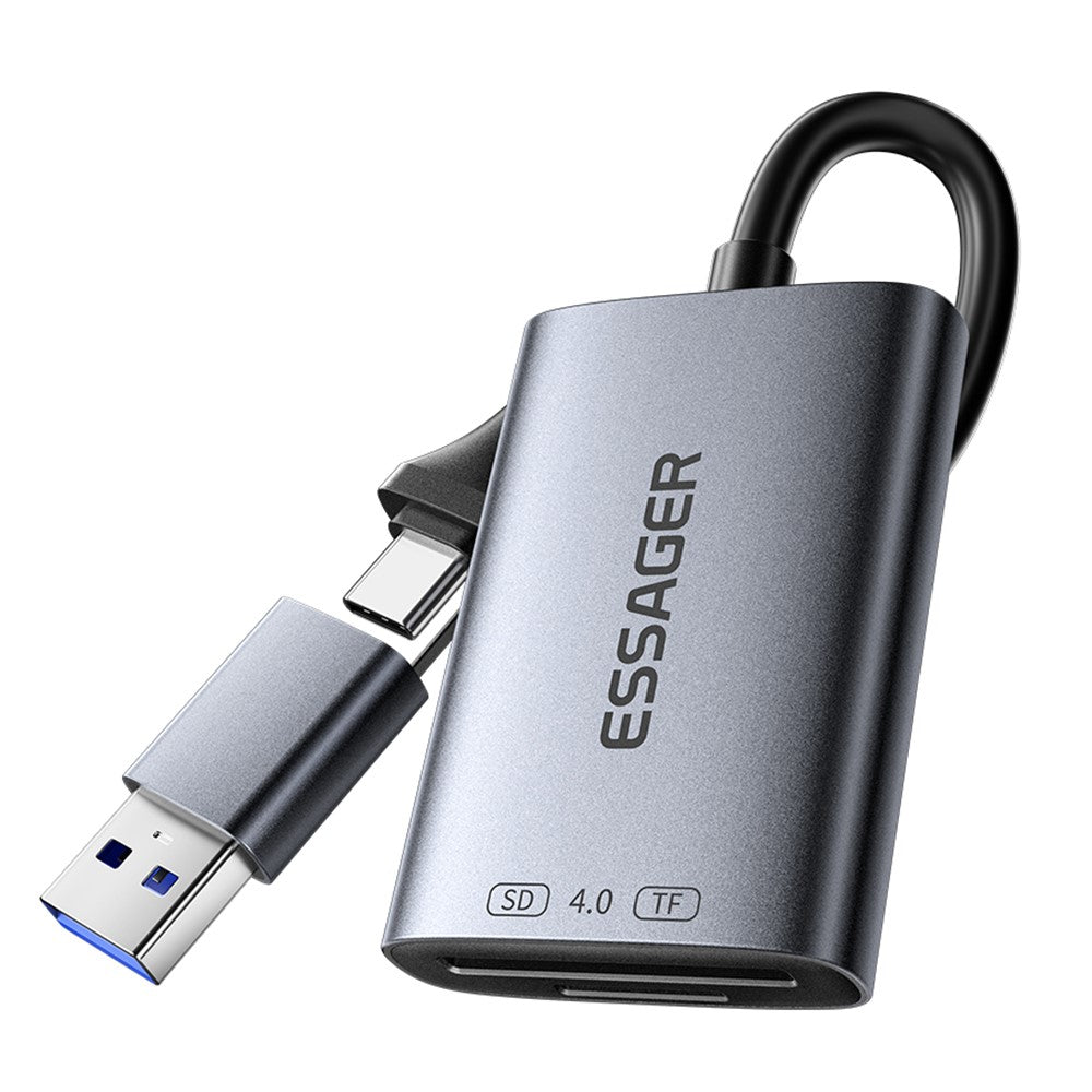 ESSAGER ES-DK04 4.0 2 in 1 Card Reader USB-A Type-C 5Gbps SD TF Card Holder