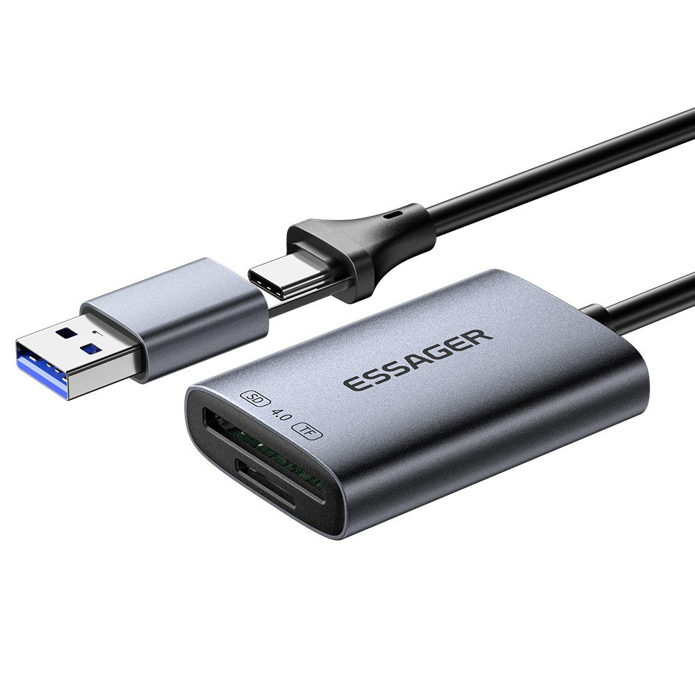 ESSAGER ES-DK04 4.0 2 in 1 Card Reader USB-A Type-C 5Gbps SD TF Card Holder