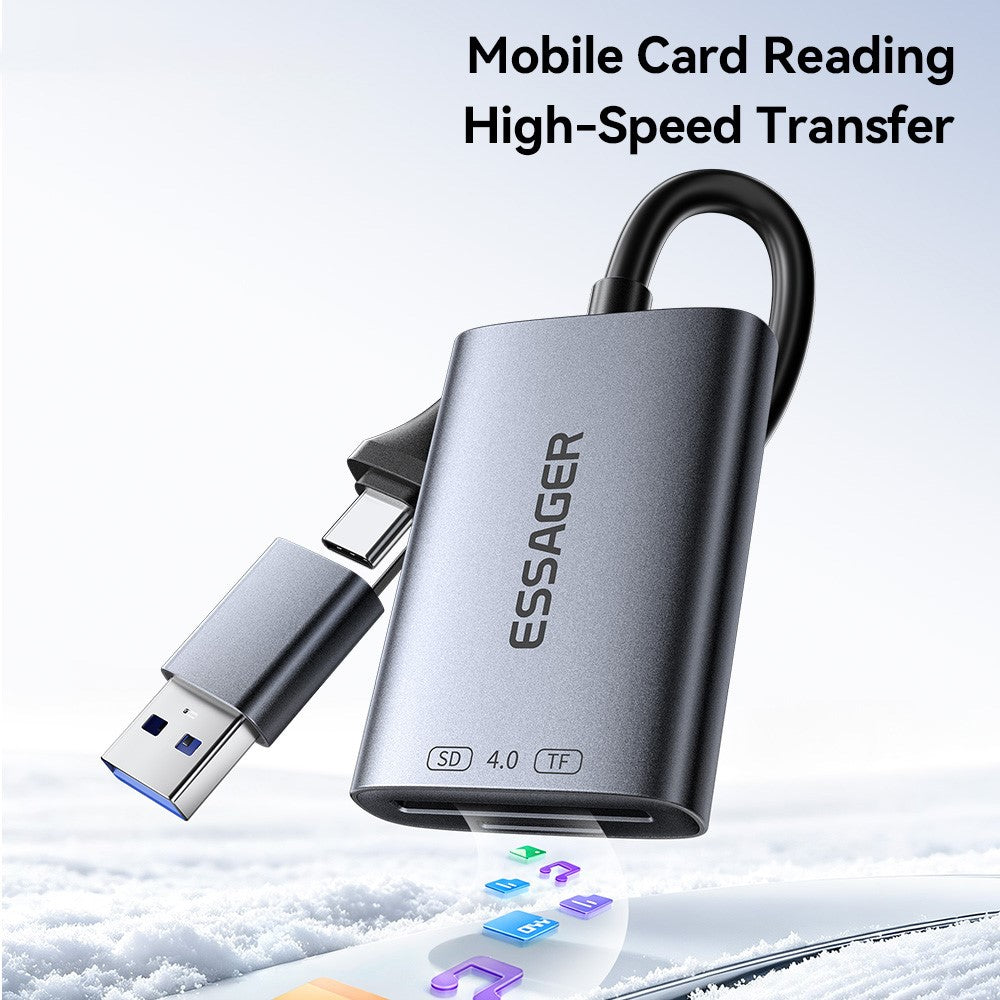 ESSAGER ES-DK04 4.0 2 in 1 Card Reader USB-A Type-C 5Gbps SD TF Card Holder