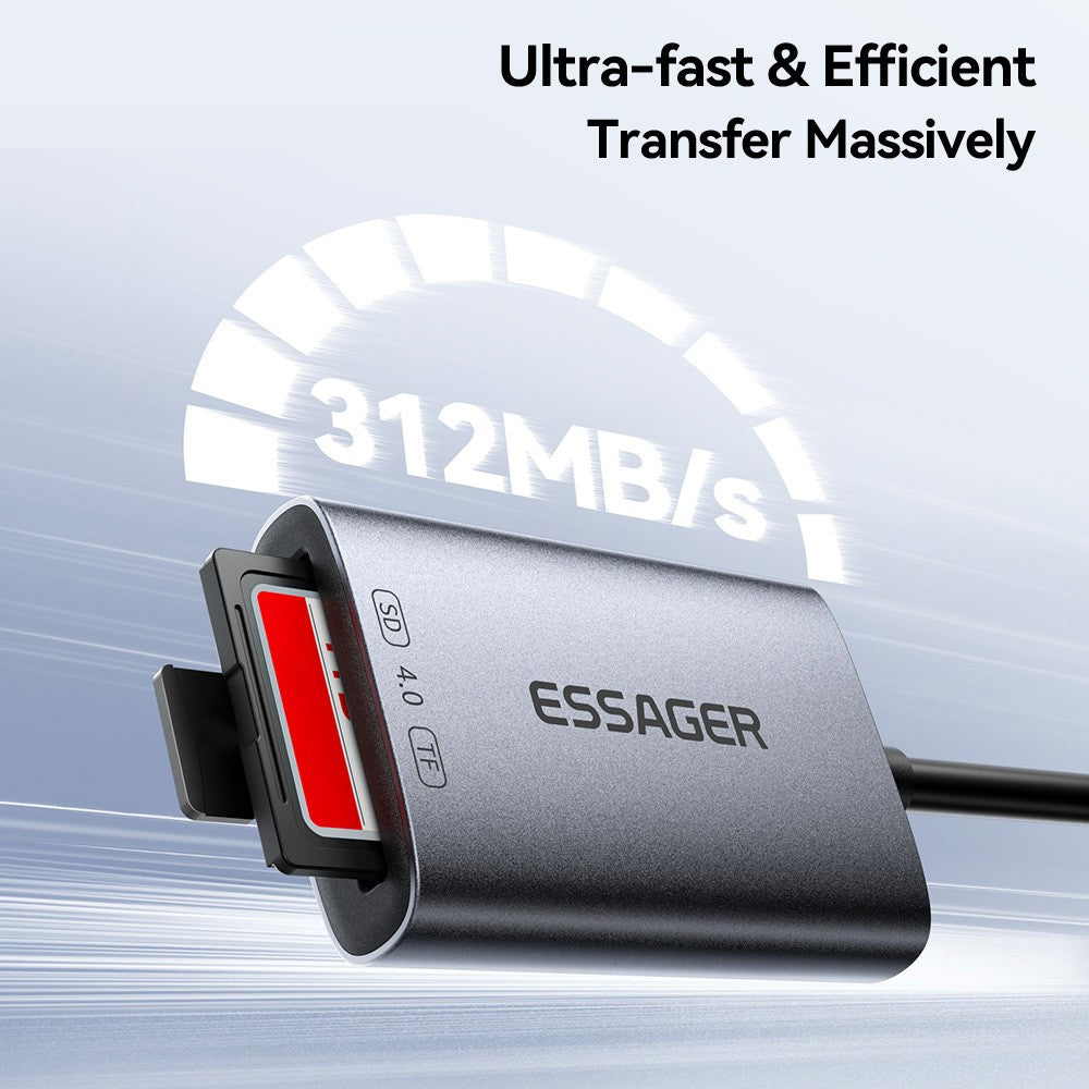 ESSAGER ES-DK04 4.0 2 in 1 Card Reader USB-A Type-C 5Gbps SD TF Card Holder