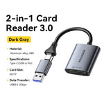 ESSAGER ES-DK04 3.0 2 in 1 Card Reader USB 3.0 5Gbps Type-C USB-A SD TF Card Reader