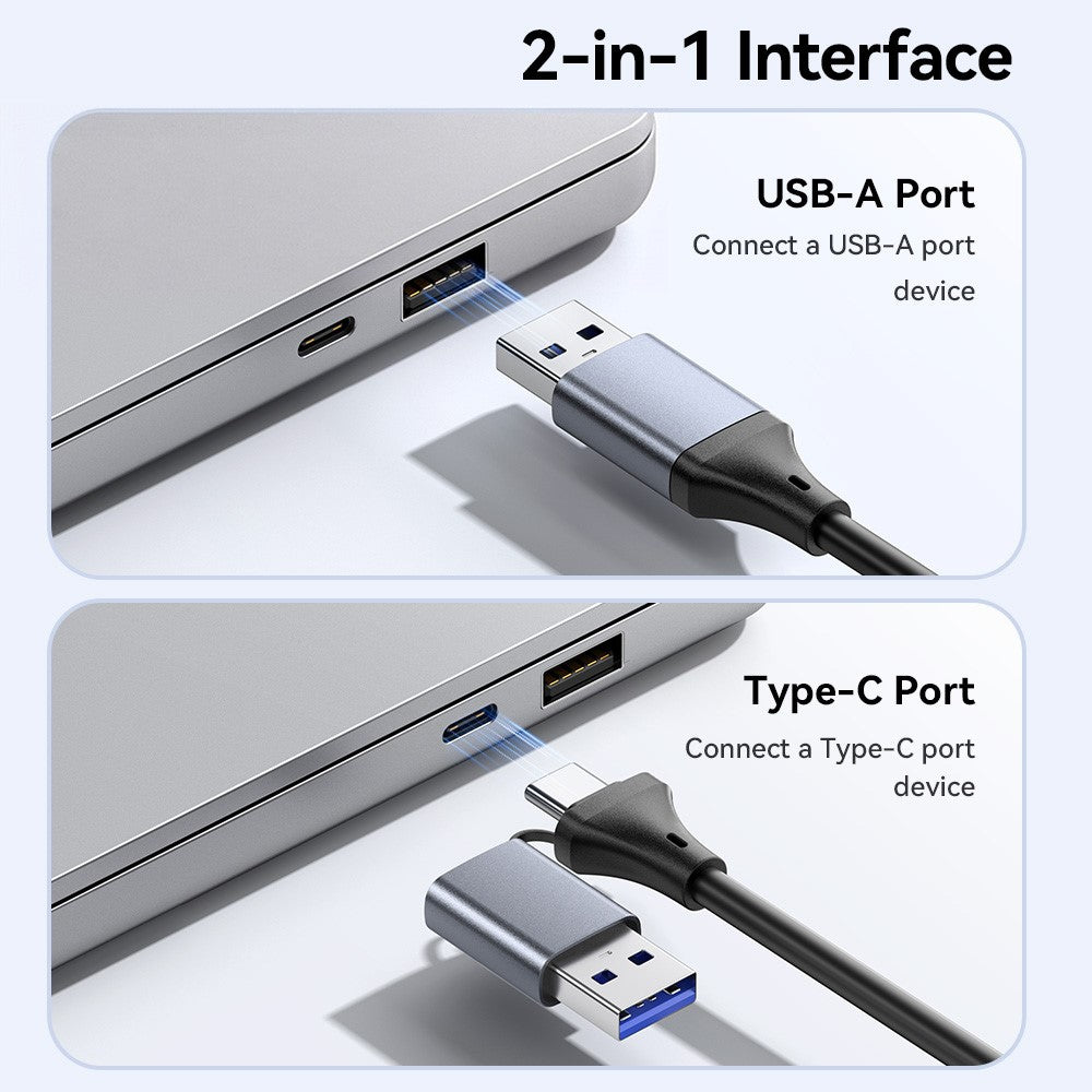 ESSAGER ES-DK04 3.0 2 in 1 Card Reader USB 3.0 5Gbps Type-C USB-A SD TF Card Reader
