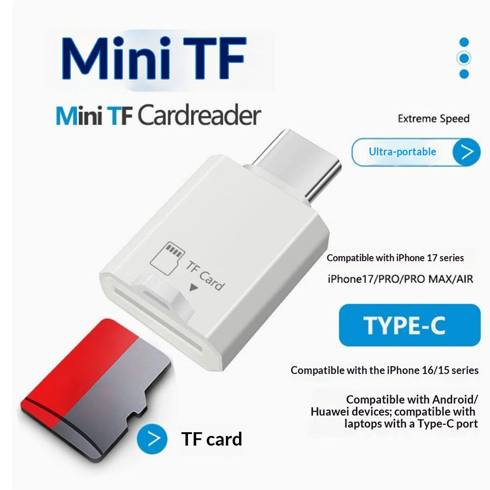 SS2 Portable Type-C to TF Card Reader Adapter with Lanyard Hole for Phone Tablet Computer