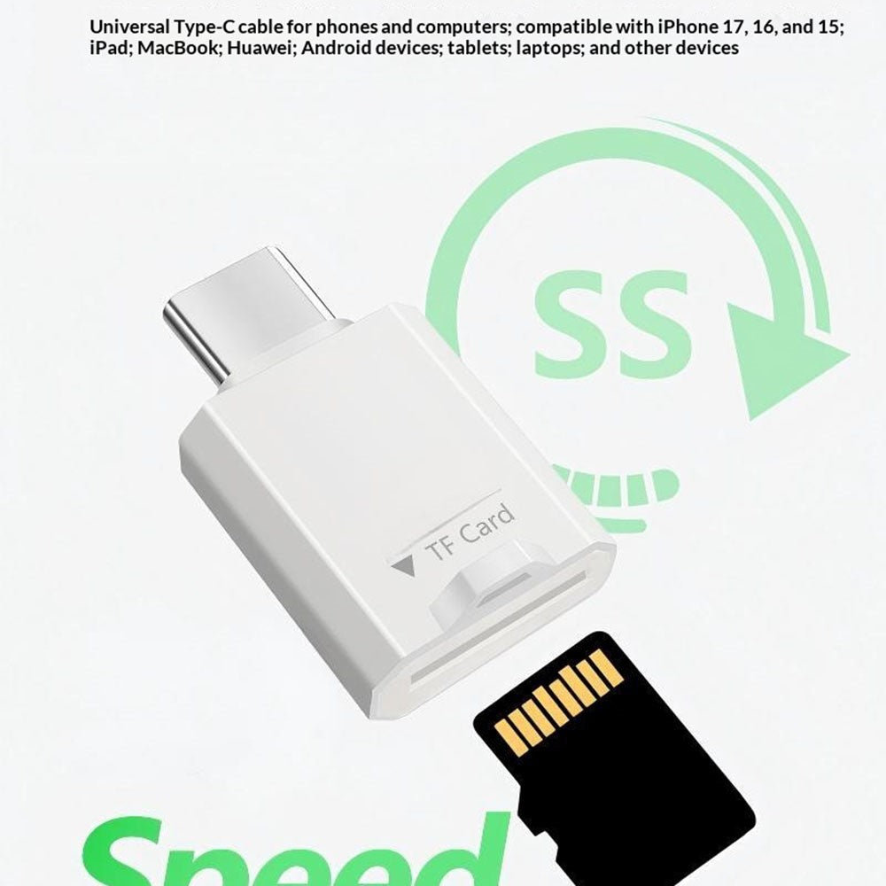 SS2 Portable Type-C to TF Card Reader Adapter with Lanyard Hole for Phone Tablet Computer