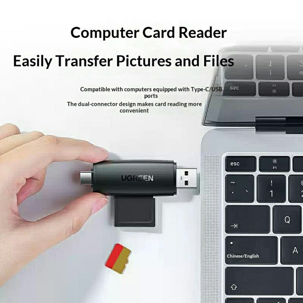 UGREEN CM304 Kortläsare USB-C/A 3.0 SD/TF 5Gbps - Svart