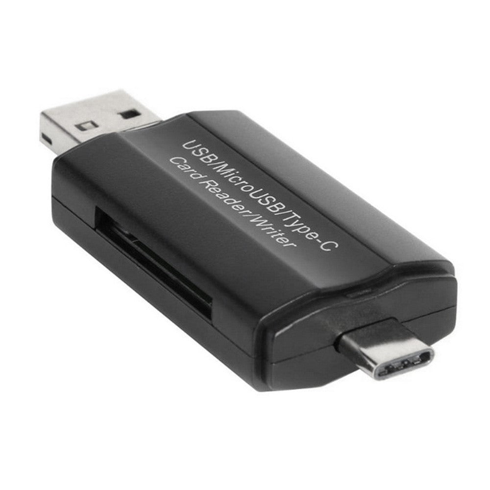 HC45 3-in-1 USB / Micro USB / Type-C TF Memory Card Reader Data Transfer Adapter OTG Hub for Phone Tablet Computer