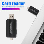 HC45 3-in-1 USB / Micro USB / Type-C TF Memory Card Reader Data Transfer Adapter OTG Hub for Phone Tablet Computer