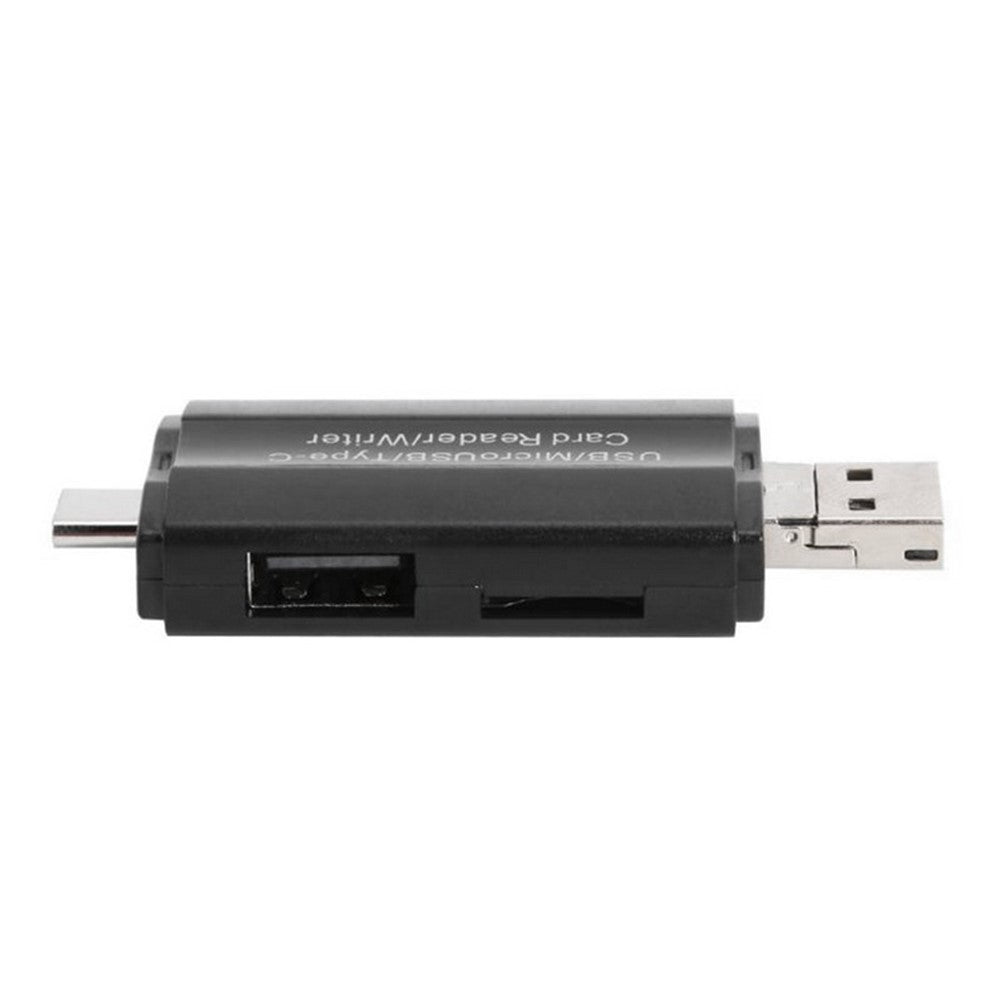 HC45 3-in-1 USB / Micro USB / Type-C TF Memory Card Reader Data Transfer Adapter OTG Hub for Phone Tablet Computer