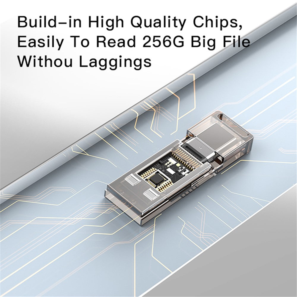 YESIDO GS21 2-in-1 Type-C/USB Plug TF Memory Card Reader Data Transfer Adapter for Laptop Android Phone