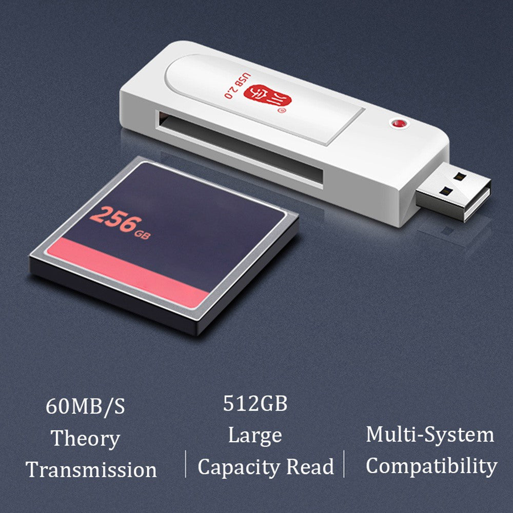 KAWAU C201 USB 2.0 CF Memory Card Reader 60MB / s High Speed 512GB Maximum Supported Memory Capacity