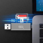 KAWAU C350Q USB3.0+Type-C Mobile Phone OTG 5Gbps Card Reader Portable Mini Aluminum Alloy Card Reader with SD / TF Card Ports