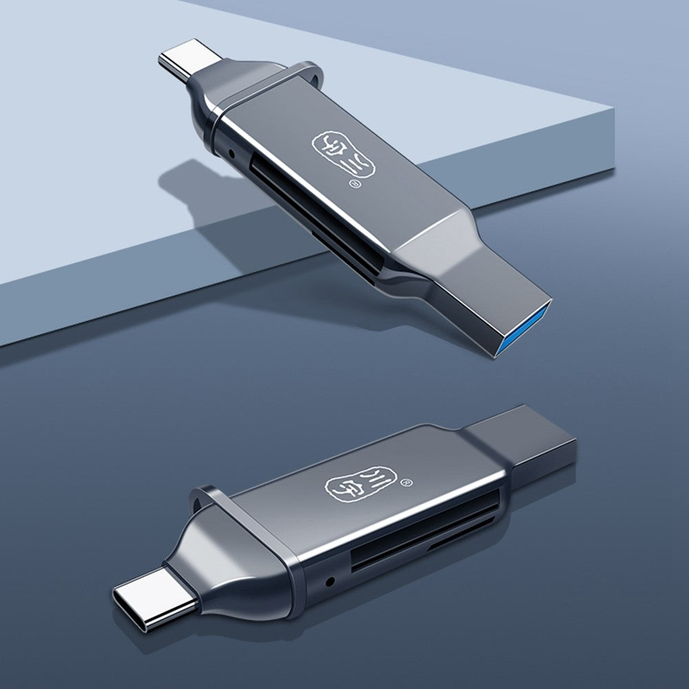KAWAU C371 USB 3.0+Type C Portable Card Reader for SD TF MicroSD PC / Laptop / Smart Phone / Tablet
