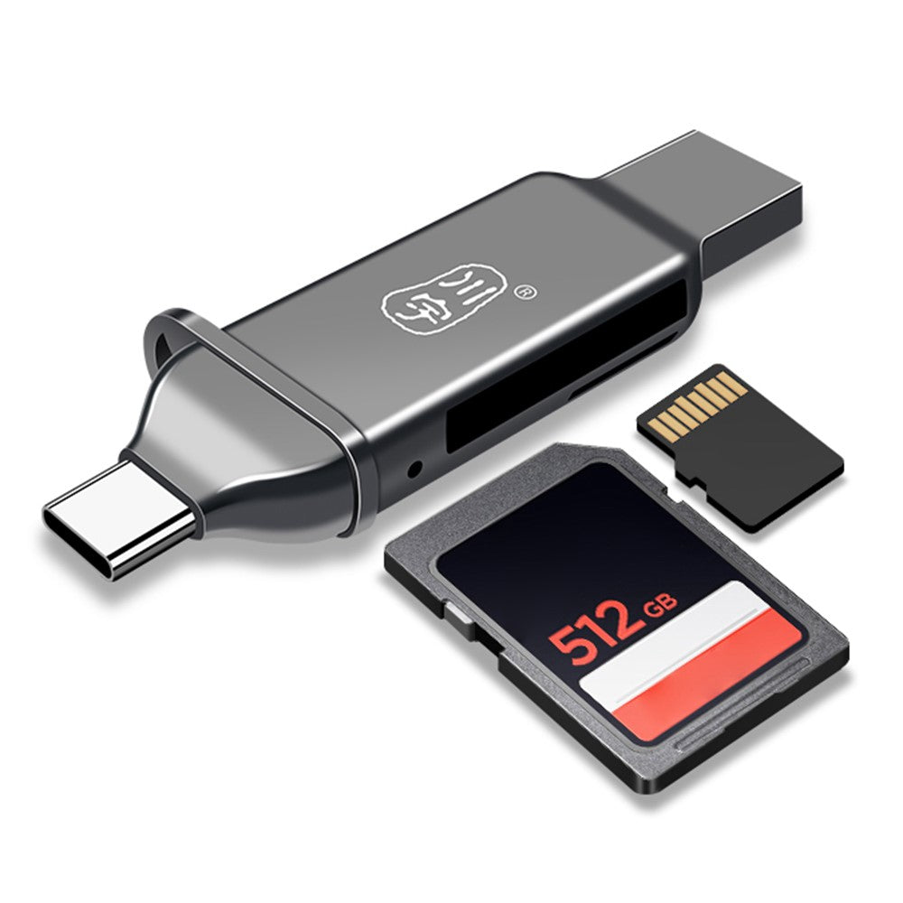 KAWAU C371 USB 3.0+Type C Portable Card Reader for SD TF MicroSD PC / Laptop / Smart Phone / Tablet