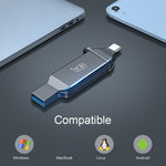 KAWAU C371 USB 3.0+Type C Portable Card Reader for SD TF MicroSD PC / Laptop / Smart Phone / Tablet