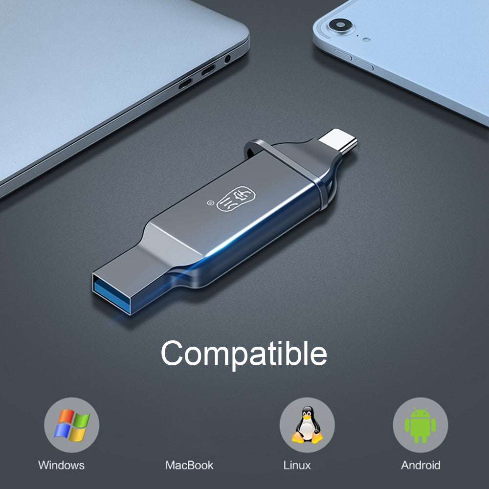 KAWAU C371 USB 3.0+Type C Portable Card Reader for SD TF MicroSD PC / Laptop / Smart Phone / Tablet