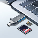 KAWAU C371 USB 3.0+Type C Portable Card Reader for SD TF MicroSD PC / Laptop / Smart Phone / Tablet