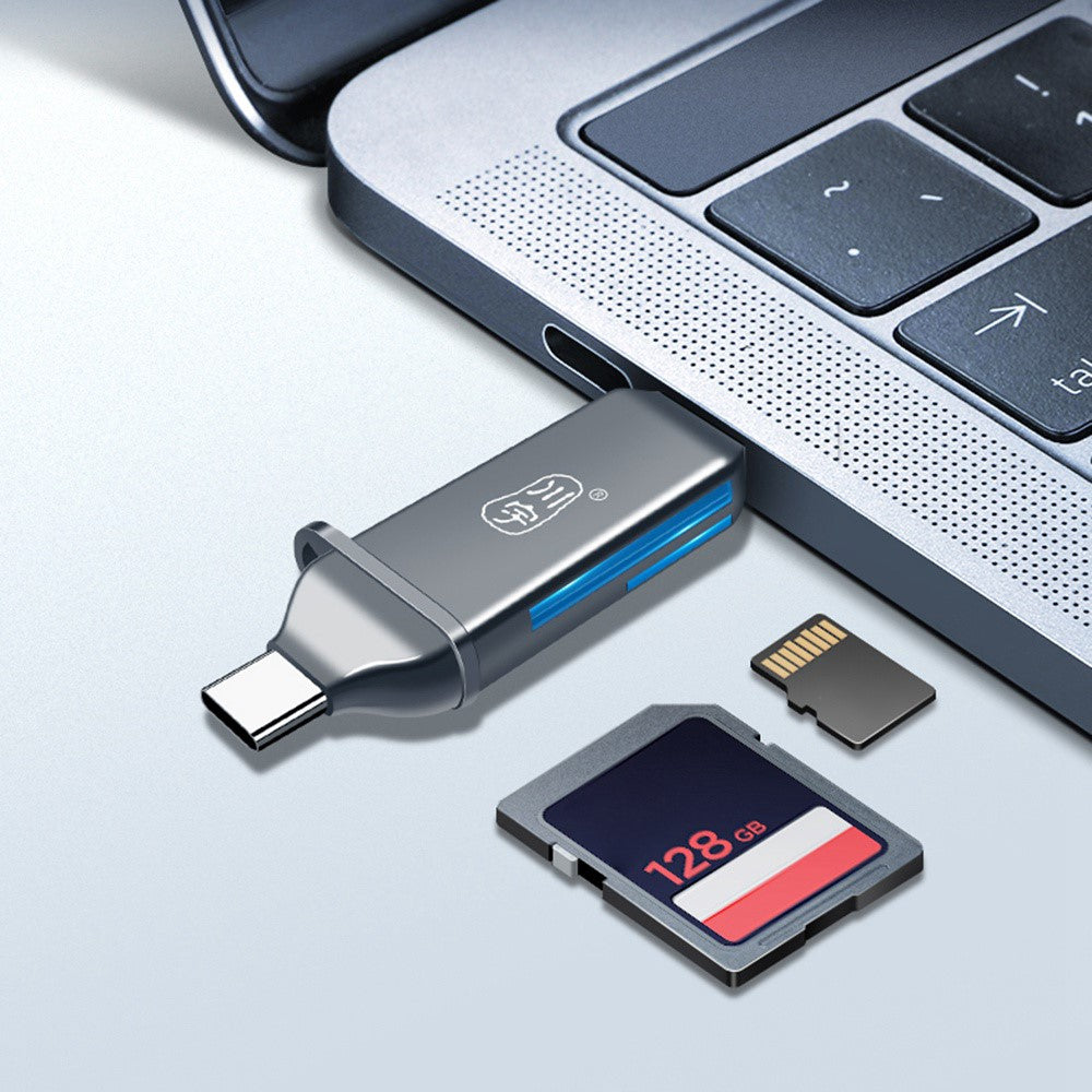 KAWAU C371 USB 3.0+Type C Portable Card Reader for SD TF MicroSD PC / Laptop / Smart Phone / Tablet