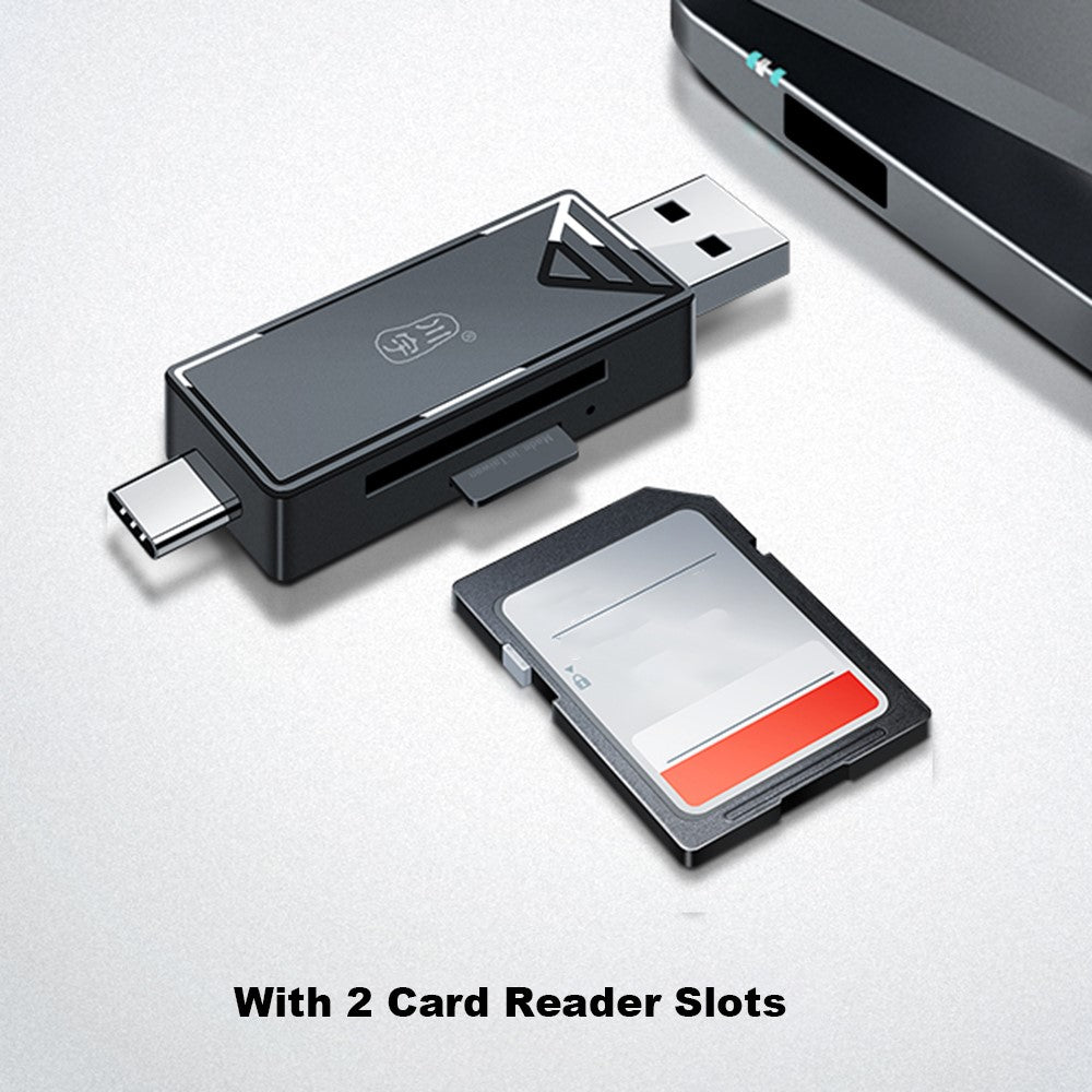 KAWAU C251 USB 2.0 Type C + USB SD / TF Card Reader Portable OTG Adapter