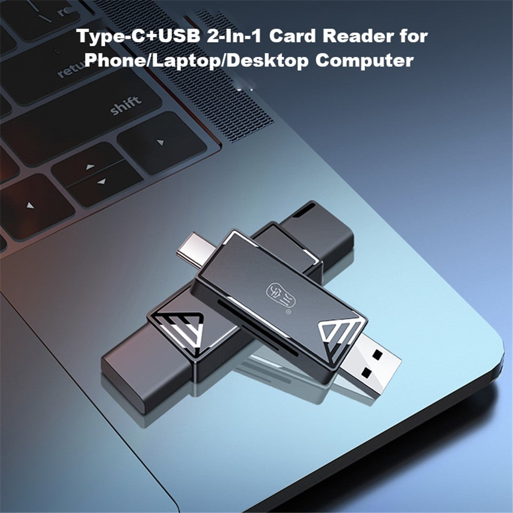 KAWAU C251 USB 2.0 Type C + USB SD / TF Card Reader Portable OTG Adapter