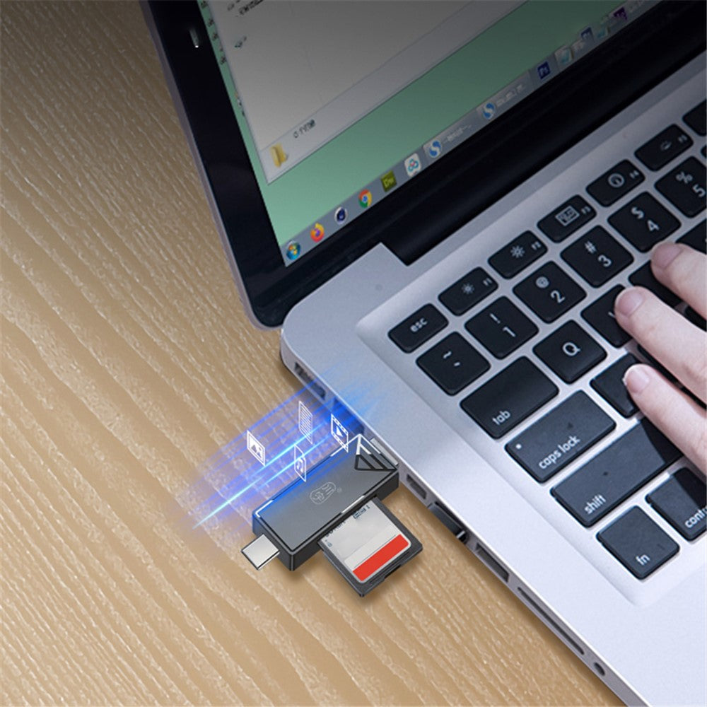 KAWAU C251 USB 2.0 Type C + USB SD / TF Card Reader Portable OTG Adapter