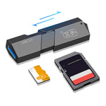 KAWAU C307 Mini Bärbar USB 3.0 Kortläsare SD+TF 2-i-1 Kortläsare med Skydd / Enkel enhetsbeteckning