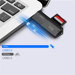 KAWAU C307 Mini Bärbar USB 3.0 Kortläsare SD+TF 2-i-1 Kortläsare med Skydd / Enkel enhetsbeteckning