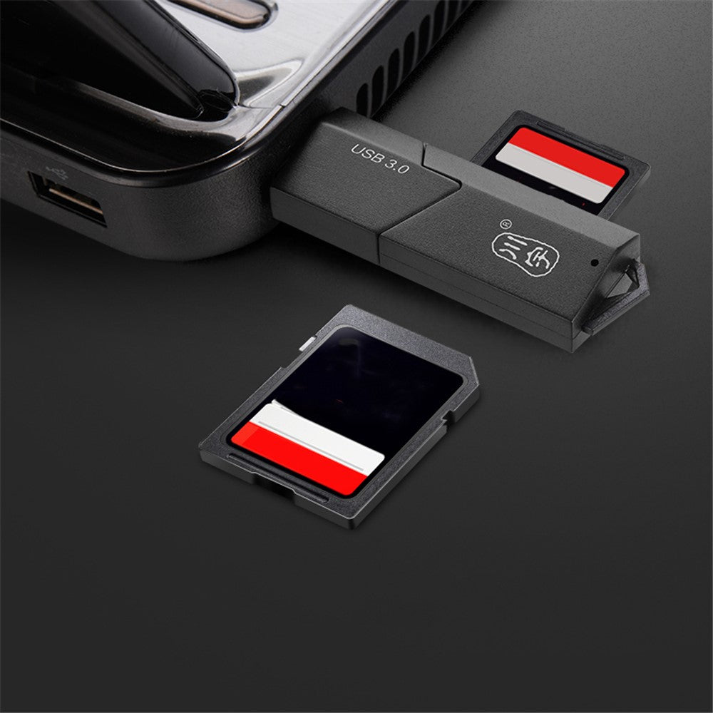 KAWAU C307 Mini Bärbar USB 3.0 Kortläsare SD+TF 2-i-1 Kortläsare med Skydd / Enkel enhetsbeteckning