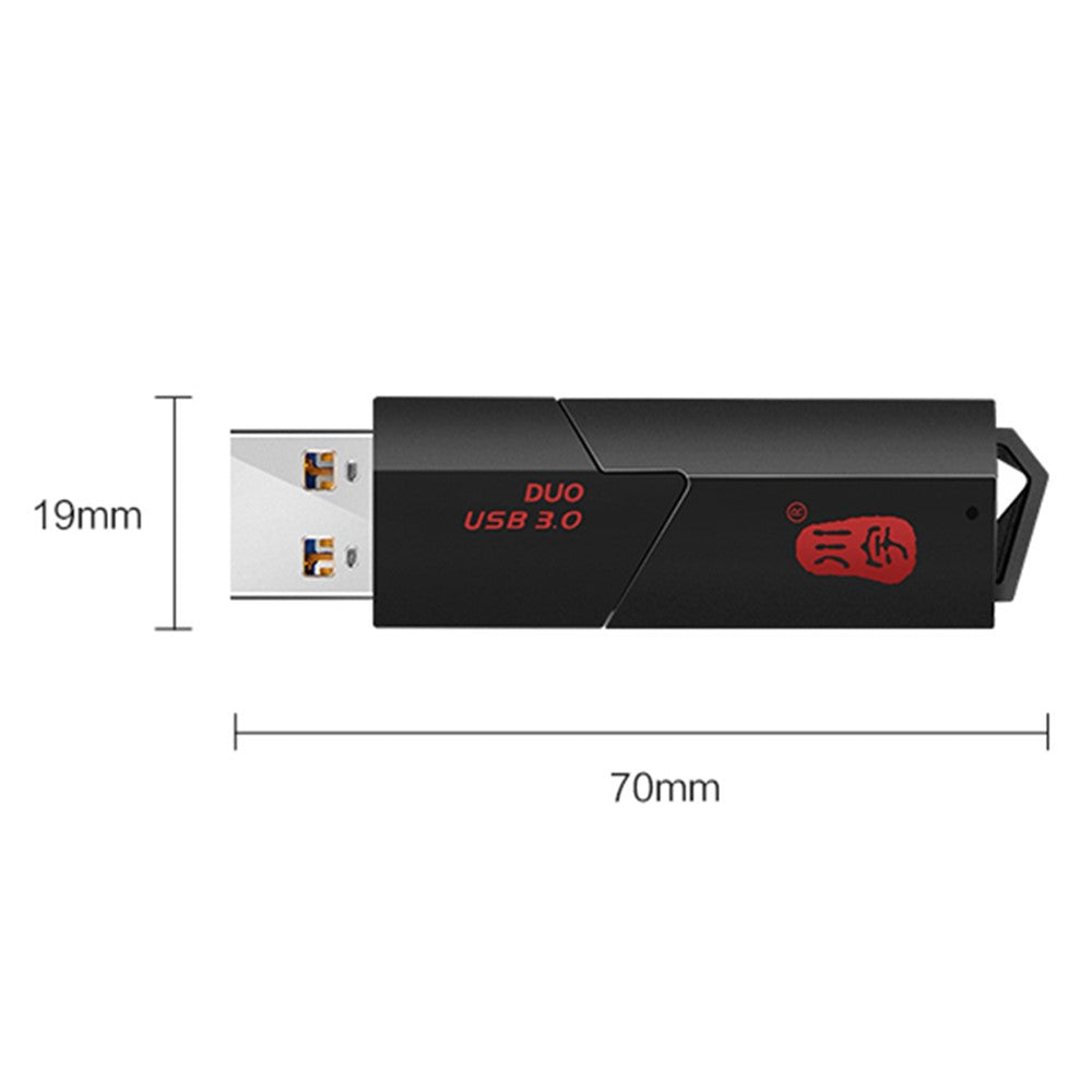 KAWAU C307DUO 2-In-1 USB 3.0 to Memory Card Reader USB Adapter for SD / SDHC / SDXC / TF Cards