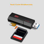 KAWAU C307DUO 2-In-1 USB 3.0 to Memory Card Reader USB Adapter for SD / SDHC / SDXC / TF Cards