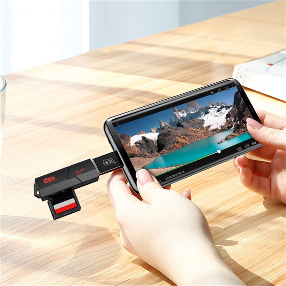 KAWAU C307DUO 2-In-1 USB 3.0 to Memory Card Reader USB Adapter for SD / SDHC / SDXC / TF Cards